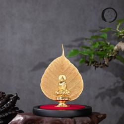 Đế Sen kẹp gắn tượng phật và lá bồ đề mạ vàng