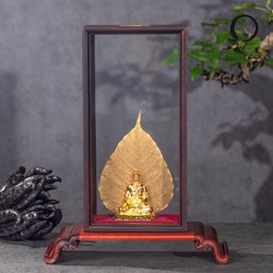 Lá bồ đề mạ vàng và tượng phật (không bao gồm kỷ gỗ)