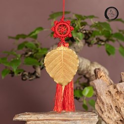 Lá bồ đề mạ vàng treo xe, lá trơn